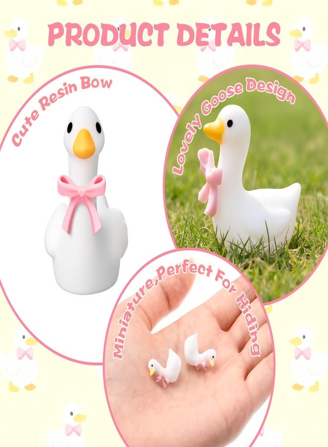 Fiwochic 100 Pcs Mini Gooses Resin Tiny Gooses Figurine with Bows for Small Desk Goose Gift Decor for Cake Topper, DIY Crafts, Micro Landscape Ornaments, Miniature Geese Animal Statues to Hide(Pink) - Image 4